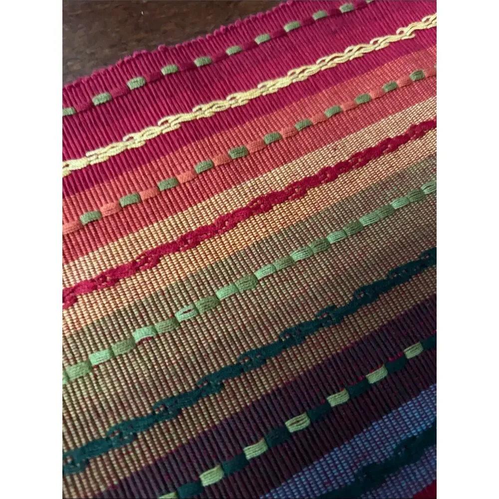 Woven Multicolored Striped Runner for Kitchen Table, Perfect for Summer